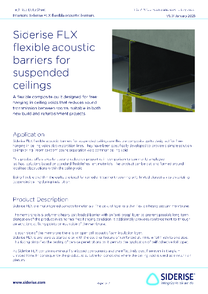 Siderise FLX black flexible acoustic barrier for suspended ceilings v5.01