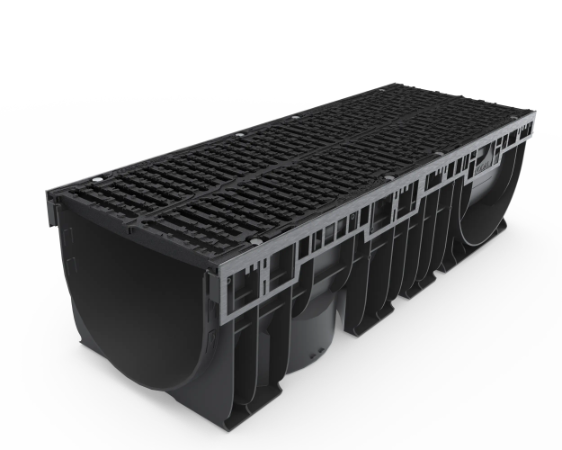 PRO 300P Channel drain with cast iron grating, D400 - Drainage Channels with Grating
