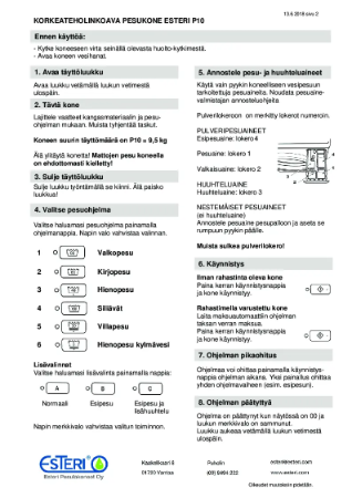 Esteri P10 käyttöohje