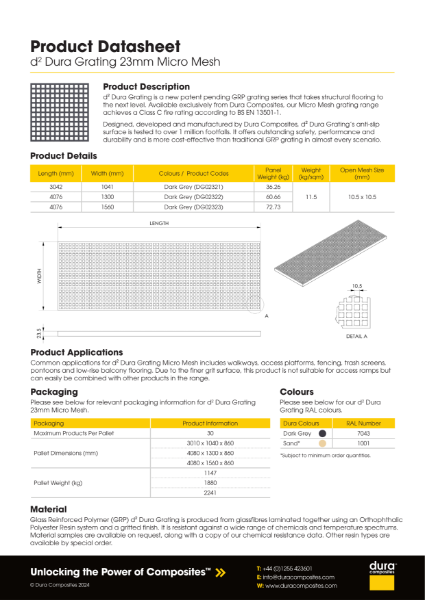 d² Dura Grating 23mm Micro Mesh