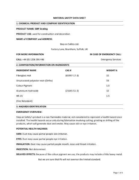 GRP - Material Safety