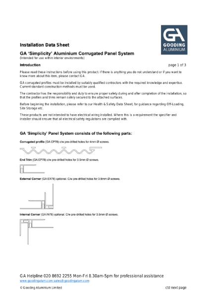 Corrugated Panelling System Installation