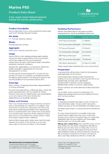 Marine P50 - Product Datasheet