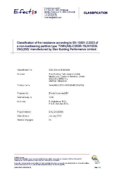 Fire classification report ENL-23-000806