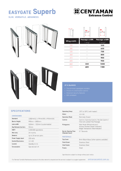 EasyGate Superb- Technical Specification