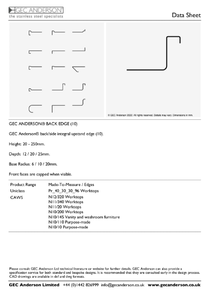 GEC Anderson Data Sheet - Edge 10