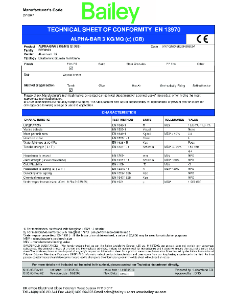 F-605 - Bailey Alpha-Bar Vapour Barrier - Technical Datasheet | Bailey ...