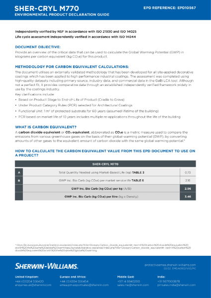 Sher-Cryl M770 EPD Certificate