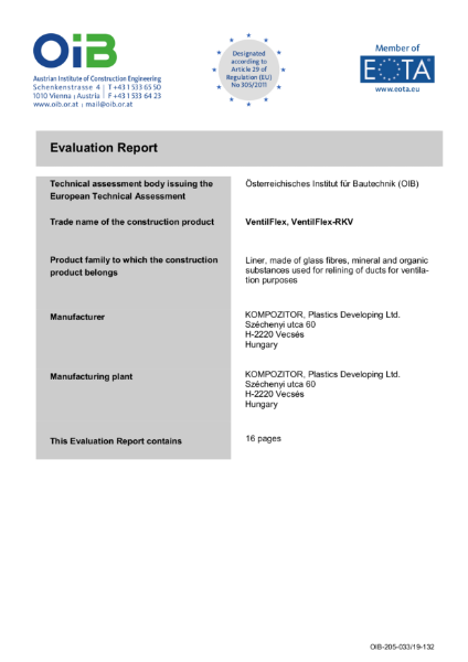 European Technical Assessment VentilFlex-25