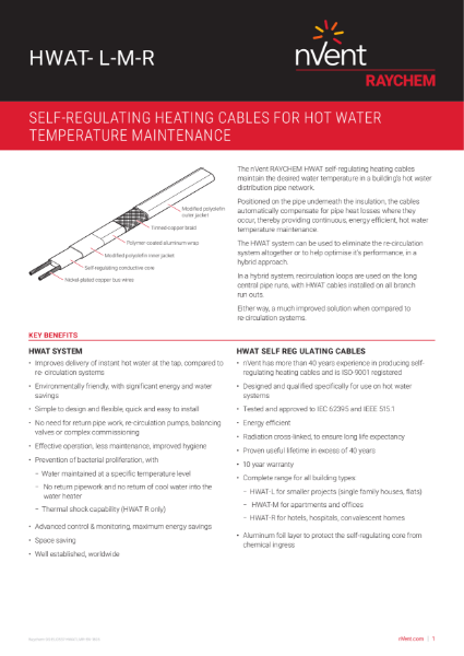 Single Pipe Hot Water Temperature Maintenance - HWAT