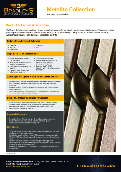 Metalite Collection Product & Technical Data Sheet