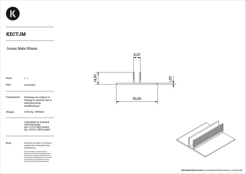 KECTJM Cladding Top Joiner Male