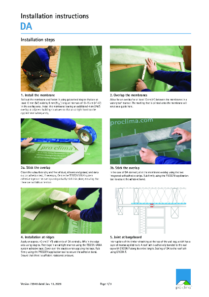 Pro Clima DA Installation Instructions