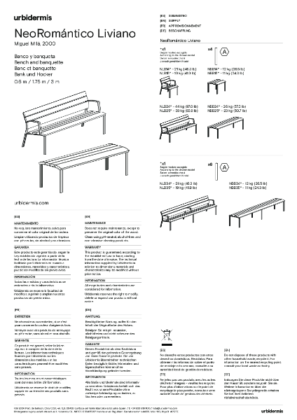 NeoRomantico Liviano Bench Banquette wood Assembly Instructions