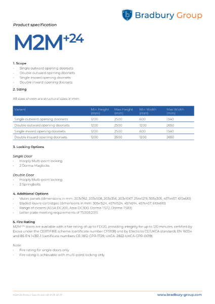 M2M+24 Steel Security Door Product Specification