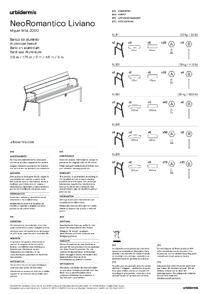 NeoRomantico Liviano Bench aluminium Assembly Instructions