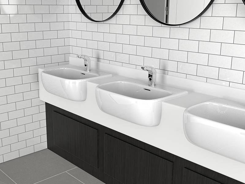 Solid Surface Vanity For Semi-recessed Basins With Upstand 