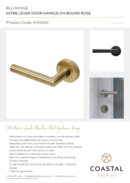 BLU™ - KM060 Mitre Lever Door Handle Data Card