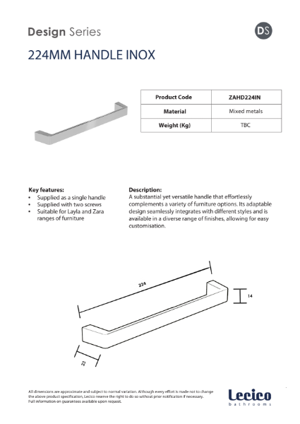 Zara Handle 224 mm - Inox