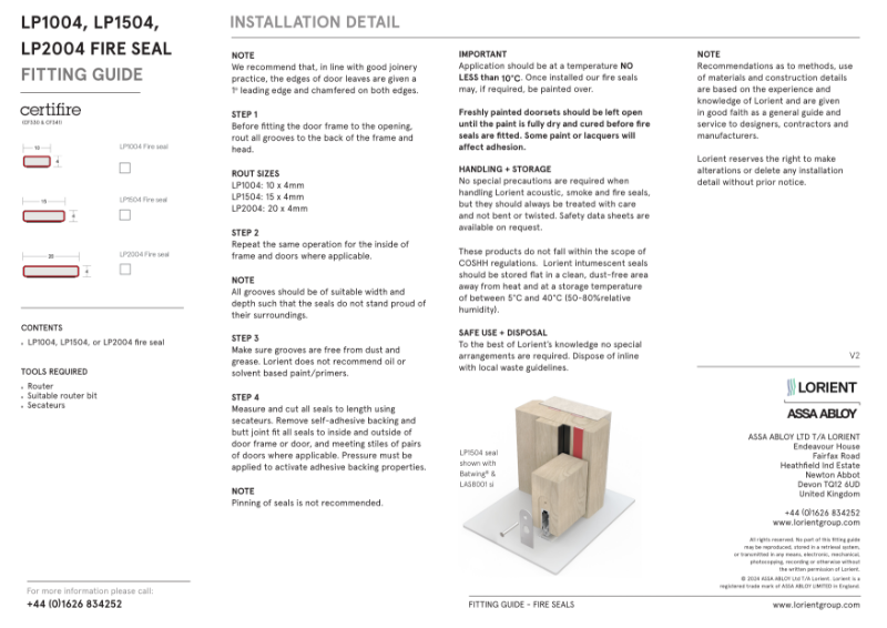 Fire Seal fitting instructions