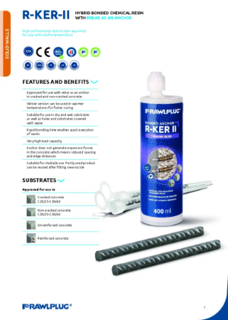 Rawlplug®  KER-II for use with Rebar - Data Sheet