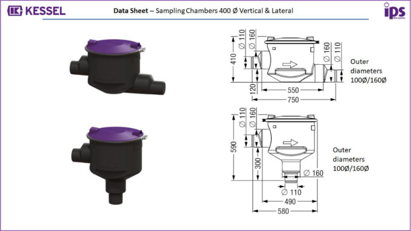 x. KESSEL Sampling Chambers - Separator System Accessories - Data Sheets – 400 Ø Vertical & Lateral