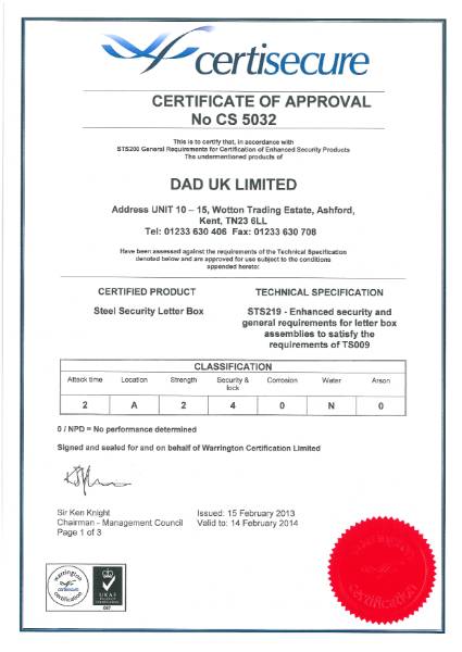 TS009:2012 Certification Grade 2