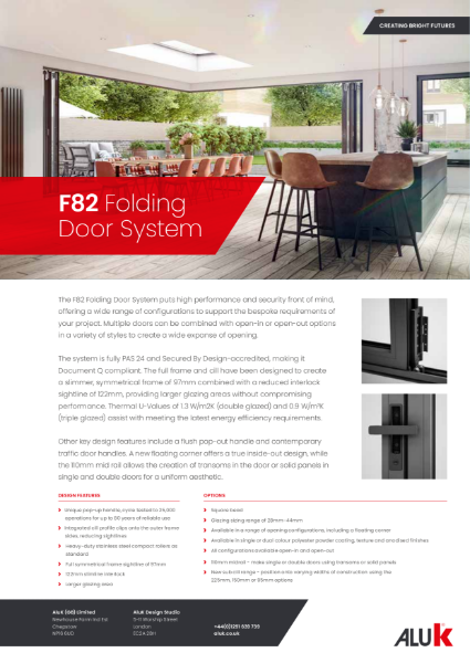 AluK F82 Folding Door System Datasheet
