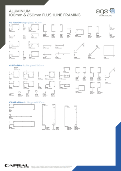 Extrusion Wall Chart AGS Flushline 100 & 250mm 2208