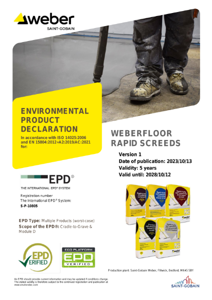 EPD Certificate (weberfloor rapid floor screeds)