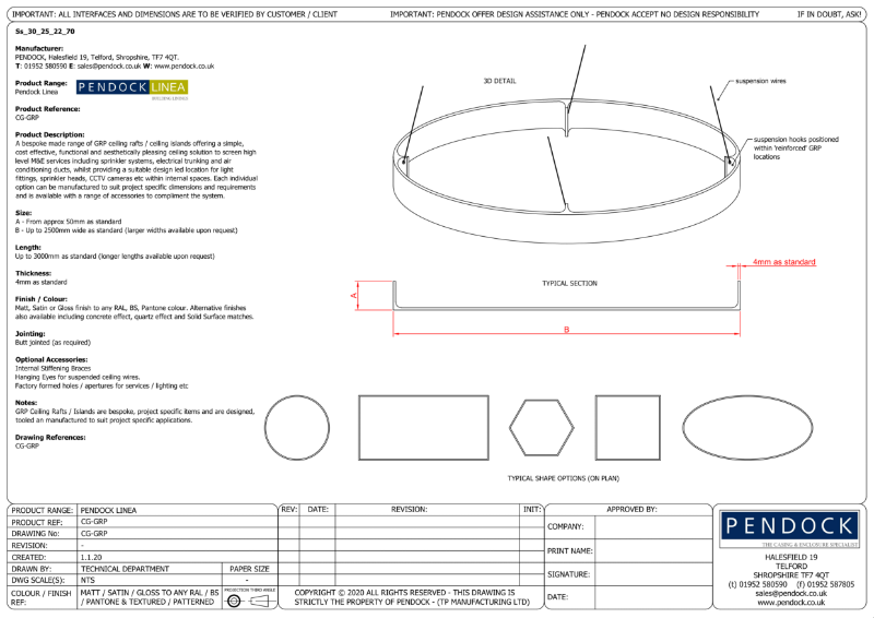 Pendock Linea - Building Linings - Ceiling Rafts & Linings GRP