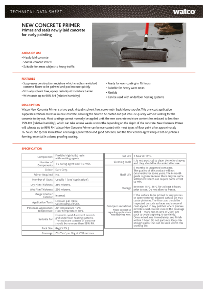 Data Sheet: New Concrete Primer