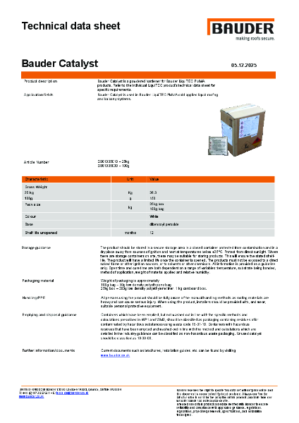 Bauder Catalyst - Technical Data Sheet