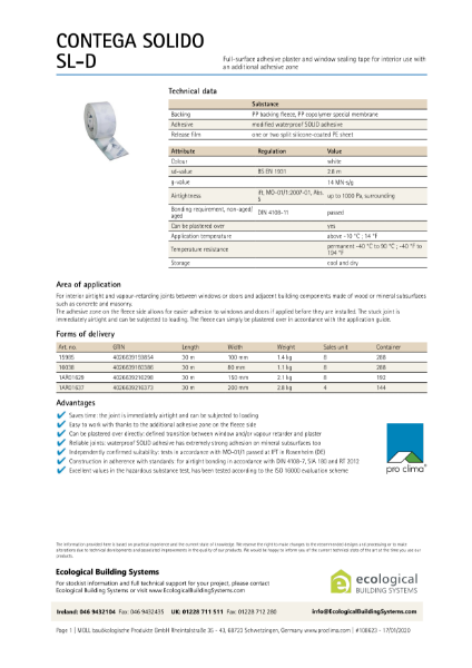 Contega Solido SL-D Technical Datasheet