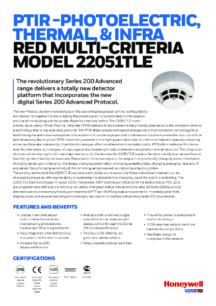 Morley-IAS Analogue Addressable Multi Criteria Sensor (Optical/Heat/IR)