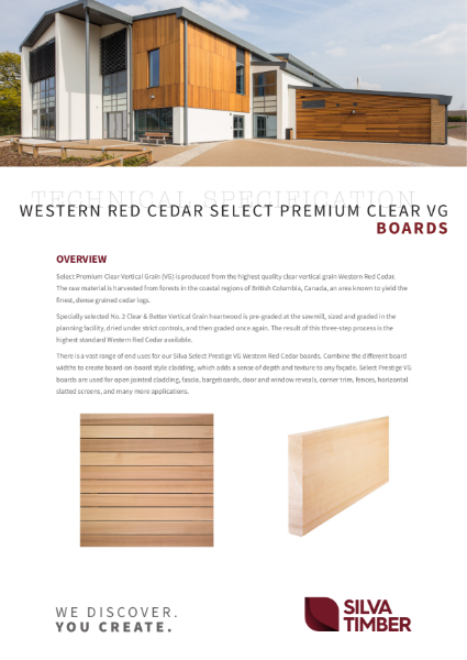 Western Red Cedar Select Premium Clear Vertical Grain Cladding - Boards