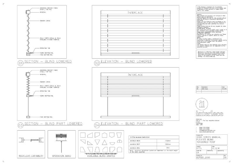 2000 Series Pleated Blind - Drawing Manual Tensioned