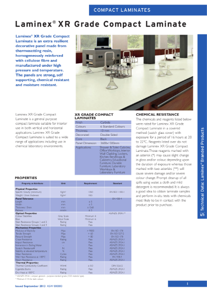 Laminate XR Grade Compact Laminate Technical Data Sheet