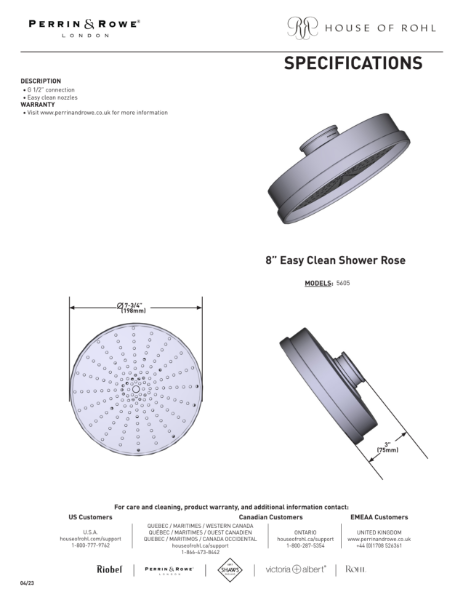 Armstrong 8" Easy Clean Shower Rose