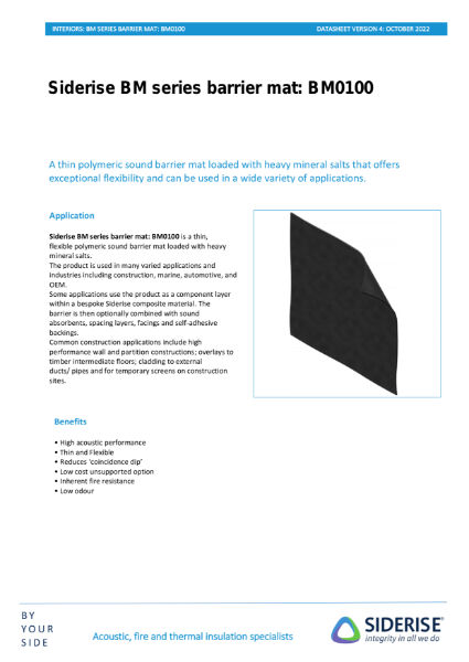 Siderise BM Series Barrier Mat BM0100 TDS Iss.4 Oct22