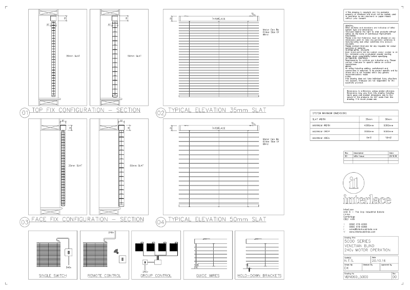 5000 Series Venetian Blind - Drawing Motorised 35mm 50mm