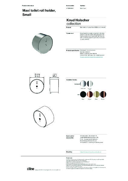 Toilet roll holder maxi, Small (data sheet)