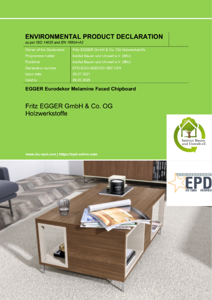 Environmental Product Declaration (EPD) - Eurodekor® Faced Chipboard (MFC)