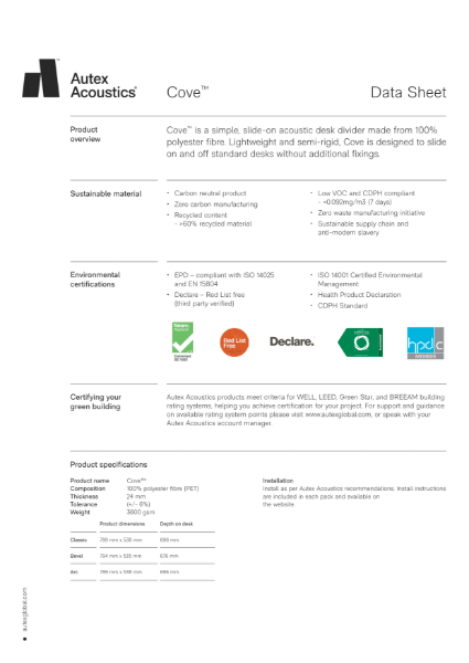 Cove Datasheet