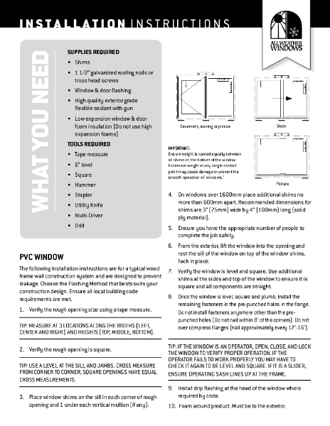 Window Installation Instructions