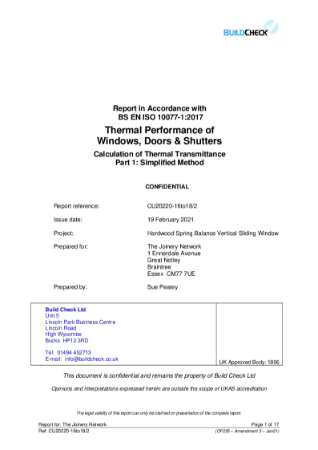 U20220-16to18-2 Approved Body u-value full report hardwood spring balance