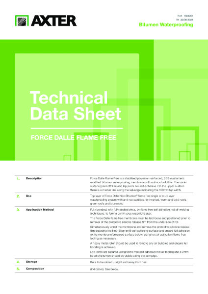 Force Dalle Flame Free Technical Data Sheet