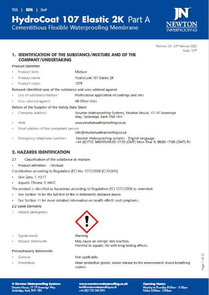 HydroCoat 107 Elastic 2K Safety Data Sheet