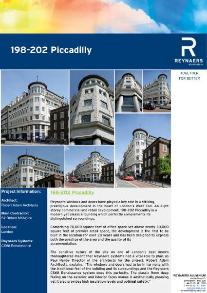 Case Study: 198-202 Piccadilly featuring CS 68 aluminium windows