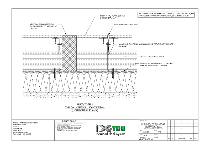 XTRU-D01 VERTICAL JOINT Technical Drawing